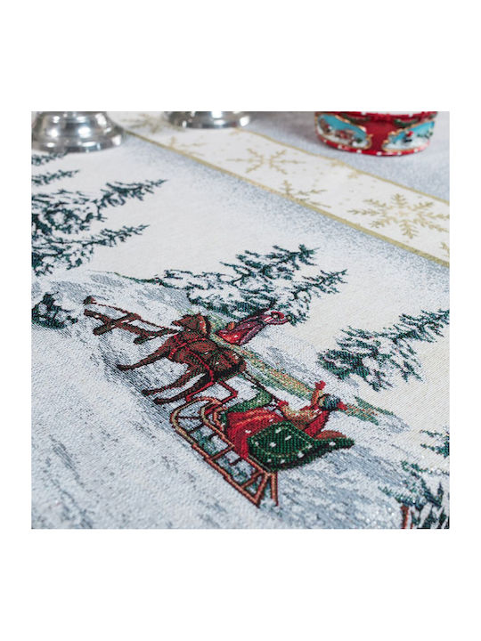 Teoran Flake Christmas Tablecloth Fabric White L180xW140cm.