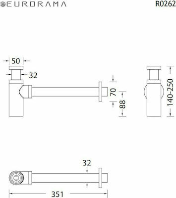 Eurorama R0262 Stainless Steel Siphon Sink Silver 202-