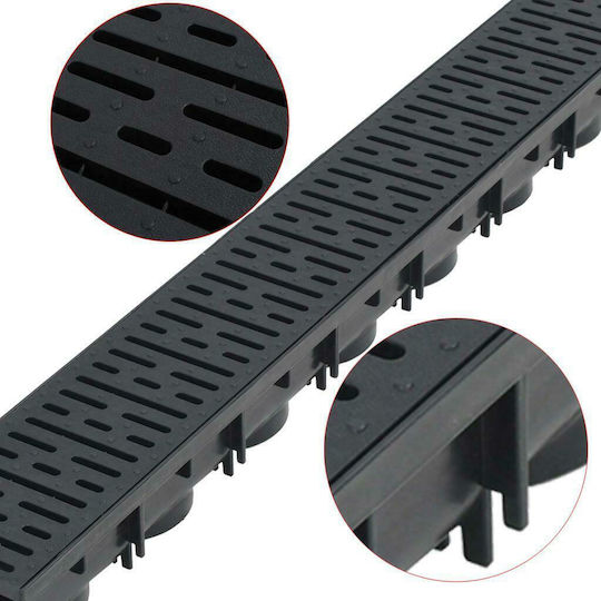 vidaXL Plastic Canal Duș cu Dimensiune 100x12.5cm Negru