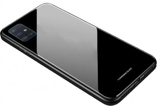 Forcell Glass Back Cover Plastic Set with Tempered Glass Black (Galaxy A51)
