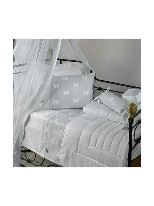 Down Town Home S686 Set Kinderbettbezug Einzel mit Kissenbezug Baumwolle Gray 175x245cm
