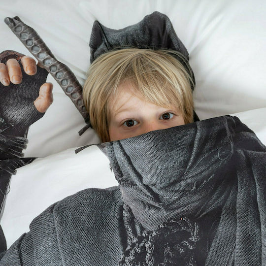 Snurk Ninja Kids Duvet Cover Single Gray 140x200cm