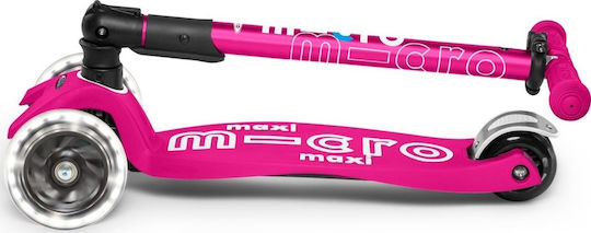 Micro Kids Foldable Maxi Deluxe LED 3-Wheel Scooter for 5+ Years Pink