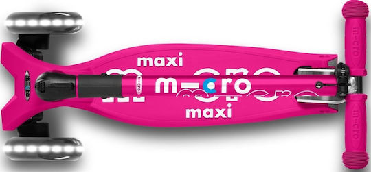 Micro Kids Foldable Maxi Deluxe LED 3-Wheel Scooter for 5+ Years Pink