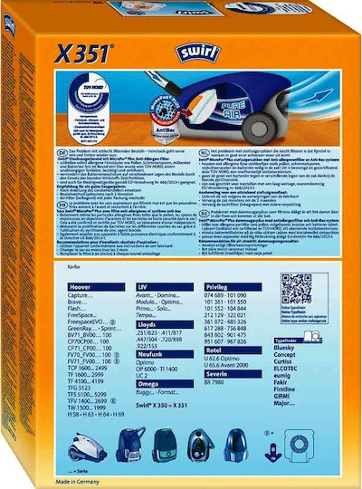 Swirl X351 Vacuum Cleaner Bags 4pcs Compatible with Vacuum Cleaner Hoover