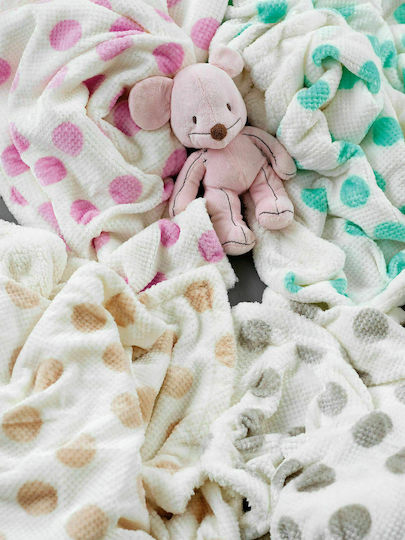 Palamaiki Κουβέρτα Fleece Dots Λευκή 160x220εκ.