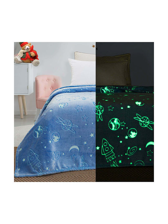 Beauty Home Κουβέρτα Fleece Art 6139 160x220buc Φωσφορίζουσα Albastru