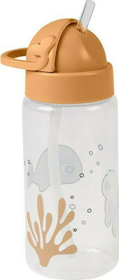 Done by Deer Kids Plastic Water Bottle with Straw Sea Friends Orange 350ml