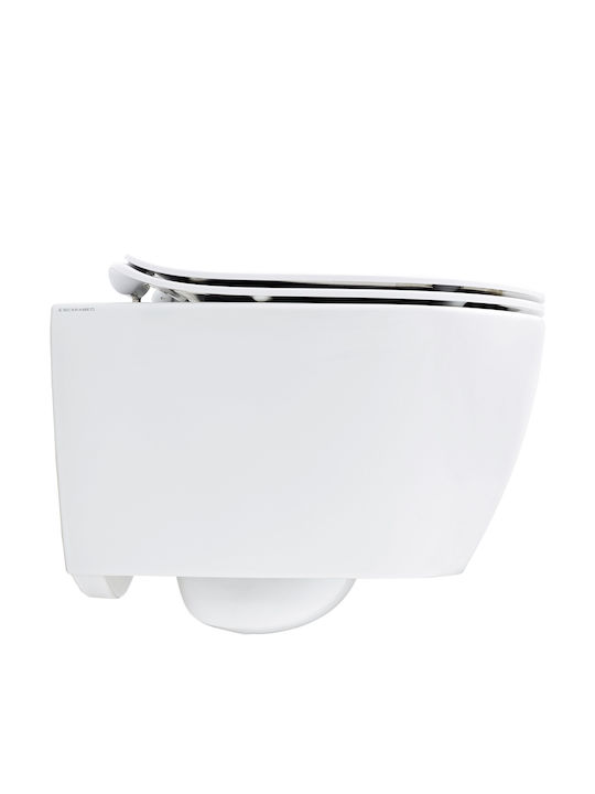 Scarabeo Moon Clean Flush Rimless Wall-Mounted Toilet that Includes Slim Soft Close Cover White