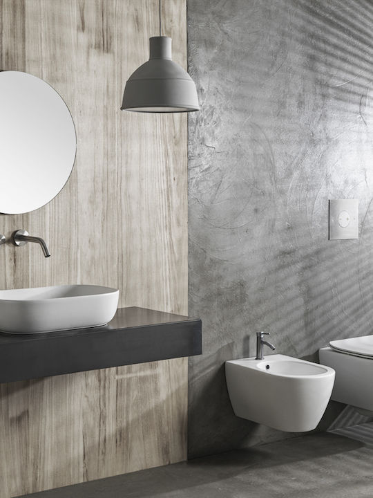 Scarabeo Moon Clean Flush Toaletă montată pe perete Fără margine cu Subțire Capac Închidere lentă Albă