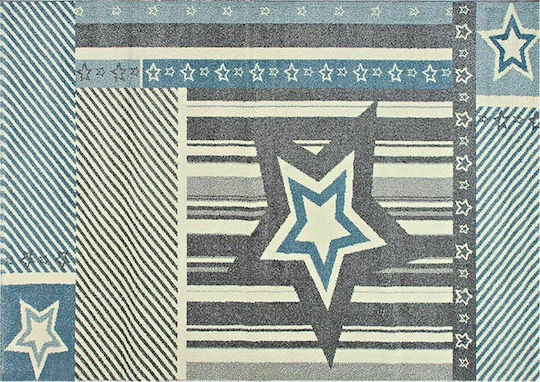 Madi D015A Παιδικό Χαλί Αστέρια Βαμβακερό Μπλε 80x150cm Πάχους 12mm