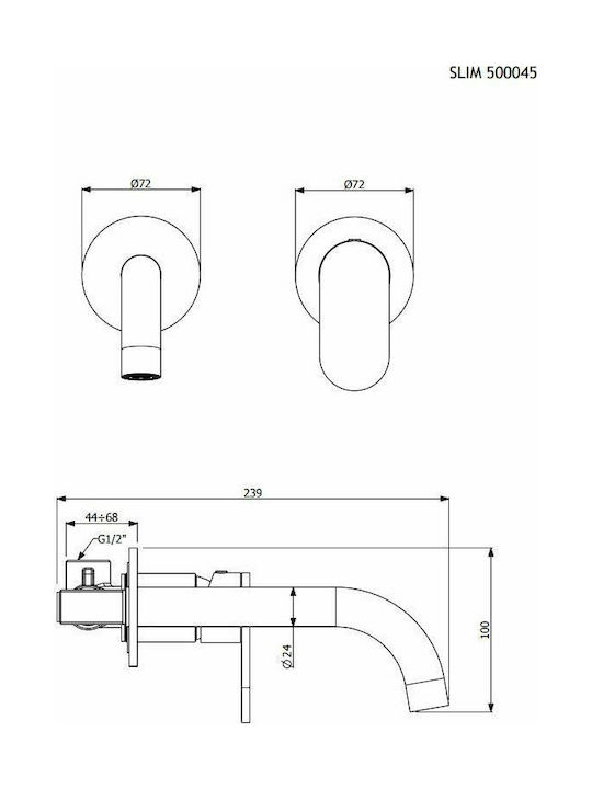 Armando Vicario Slim Set Mixer & Gură Îngropată pentru Lavabo 1 Ieșire White Matt
