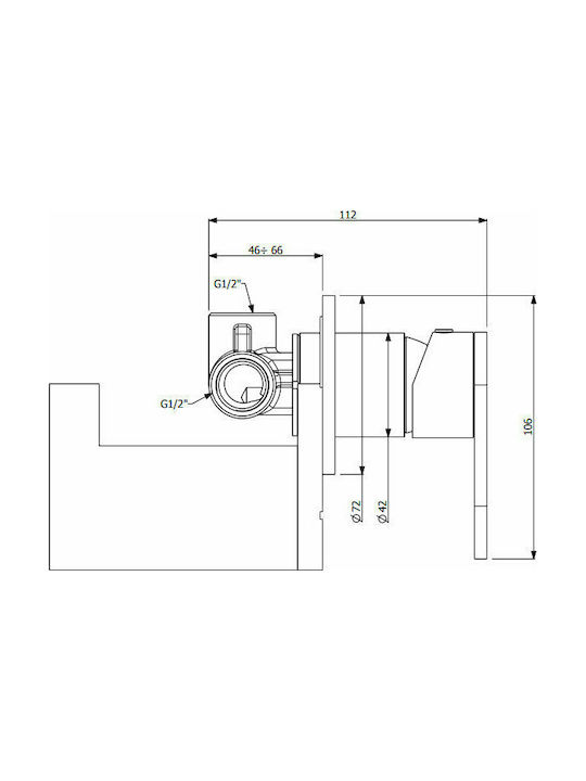 Armando Vicario Slim Built-In Mixer for Shower with 1 Exit Inox Bronze