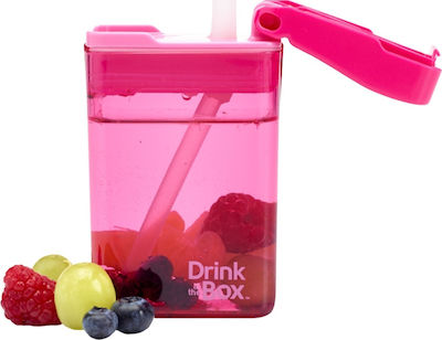 DrinkBox Kids Water Bottle Plastic with Straw Pink 235ml