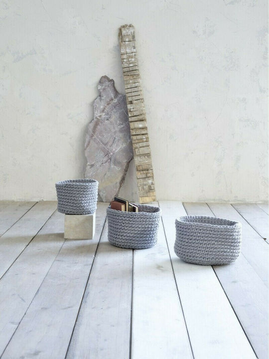 Fabric Decorative Basket Panier Gray 19x19x16cm Nima