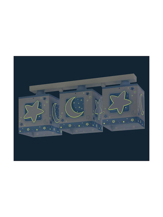 Ango Moon Candelabru Lumină de tavan pentru copii Lampă de tavan 23W cu suport pentru bec E27 Albastru