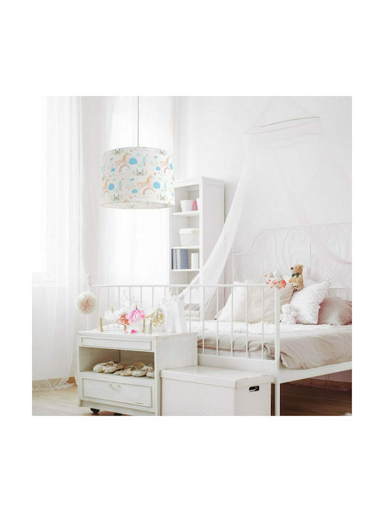 Veis Castle Unicorn Single Bulb Kids Lighting Pendant of Fabric 60W with Drive Size E27 35x24cm