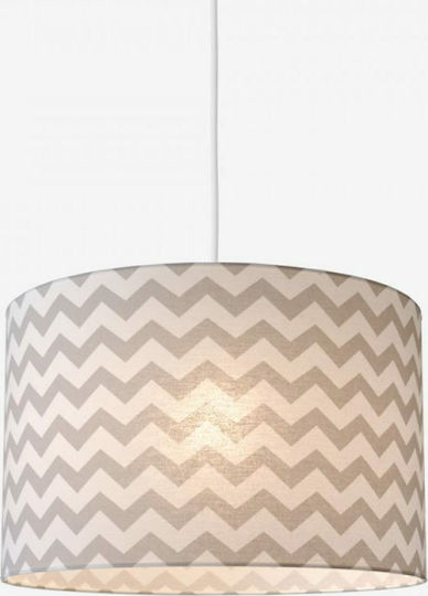 Veis Kids Fabric Single Ceiling Light E27 Hesperis Chevron Grey 60W