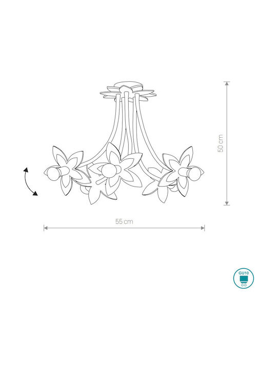 Nowodvorski Flowers Πολύφωτο Παιδικό Φωτιστικό Κρεμαστό από Ξύλο με Υποδοχή E27 Πράσινο