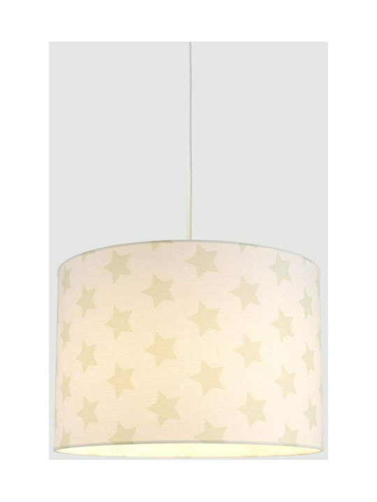 Veis Big Stars Single Bulb Kids Lighting Pendant of Fabric 60W with Drive Size E27 In Green Colour 35x24cm