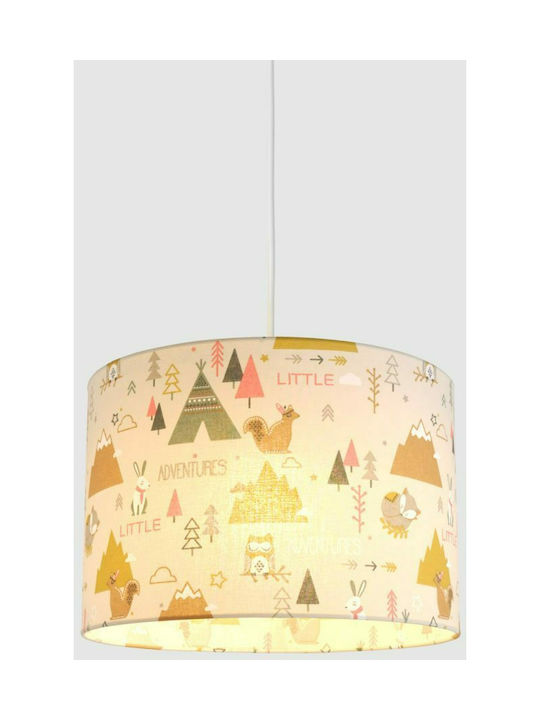 Veis Little Adventures Single Bulb Kids Lighting Pendant of Fabric 60W with Drive Size E27 35x24cm