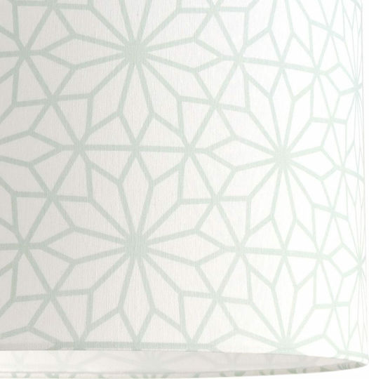 Veis Kids Fabric Single Ceiling Light E27 Hesperis Geometric Floral Mint 60W 35x24cm