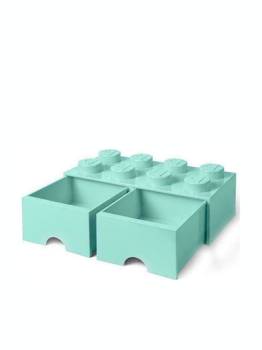 Lego Kids Plastic Toy Storage Box 8 Knobs Turquoise 50x25x17cm