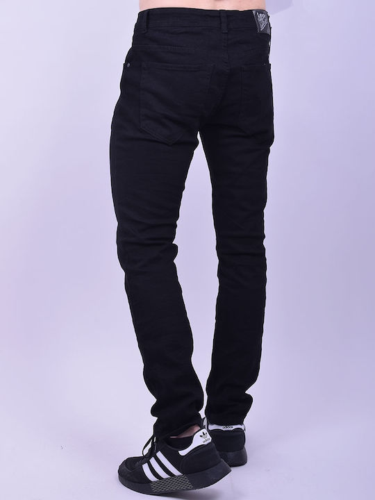 Straight leg jeans with elastic waistband black Black