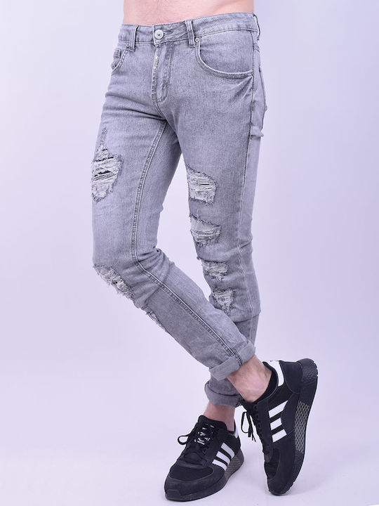 Denim-Hose mit Rissen Grau Grau