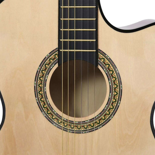 vidaXL Semi-Acoustic Guitar Cutaway Natural