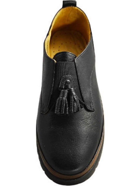 Leder Damen Oxfords in Schwarz