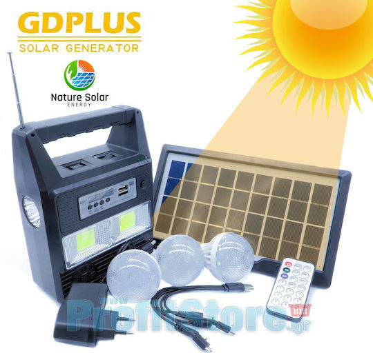 GDPLUS Autonomous Solar Lighting System GD-8216 with Light System , Speaker , Radio , Remote Control , Flash Light & Charger