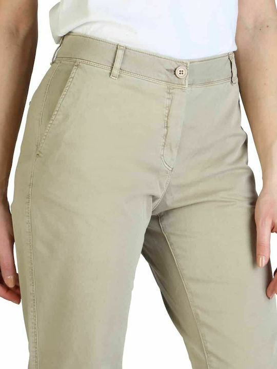 Damen Hochgeschnittenes Stoffhose Beige