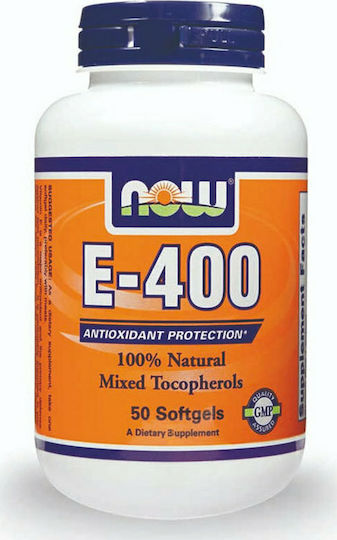 Now Foods Vitamin E Βιταμίνη για τo Δέρμα & Αντιοξειδωτική δράση 400iu 268mg 50 μαλακές κάψουλες