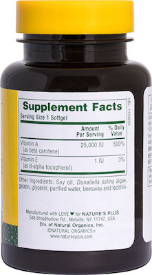 Nature's Plus Vitamin A for Hair, Skin & Antioxidant Action 25000iu 90 softgels