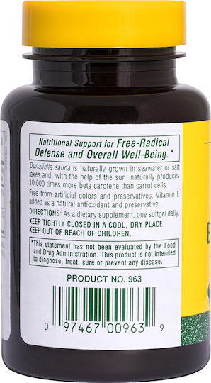 Nature's Plus Natural Beta Carotene Vitamin for Hair Skin and Antioxidant Action 25000 IU 90 Softgels