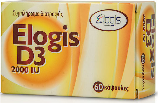 Elogis Pharma Vitamin D3 Vitamina pentru Întărirea Sistemului Imunitar & Sănătatea Oaselor 2000iu 60 capace