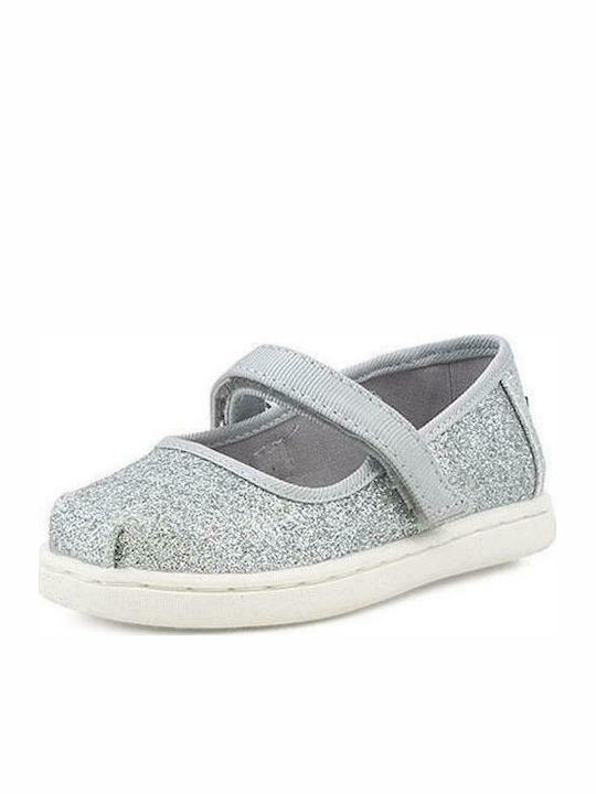 Παιδικές Μπαλαρίνες mit Bügel- und Schleifenverschluss Stoff Silber Mary Jane Iridescent