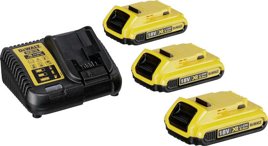 DEWALT Set 3 Baterii Unelte Litiu 18V Capacitate 2Ah cu Încărcător