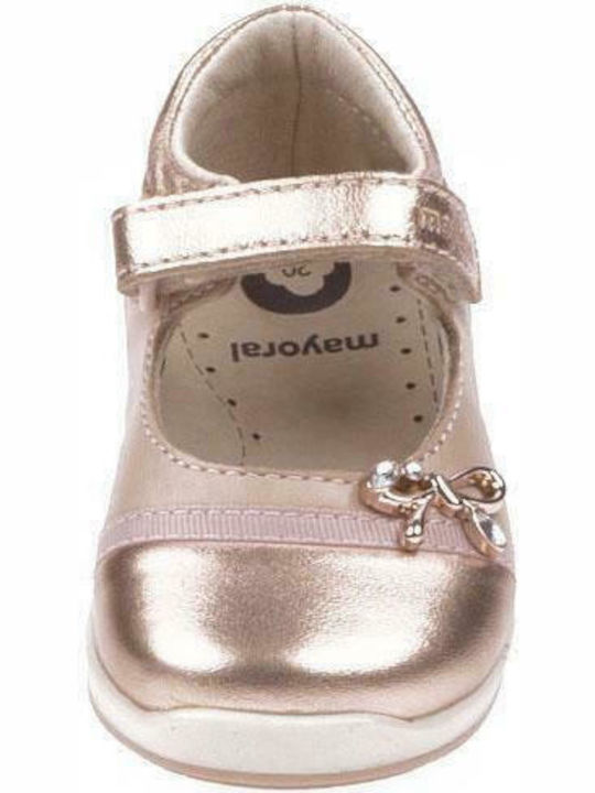 Balerini copii cu închidere Hoop & Loop de Piele Roz Mercedita