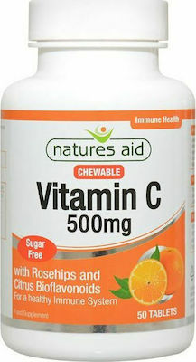 Natures Aid Vitamin C Sugar Free Vitamin for Energy & Immune System Boost 500mg 100 chewable tabs