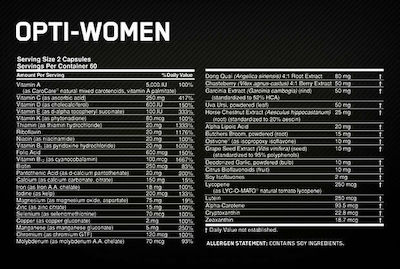 Optimum Nutrition Opti-Women Multivitamin 30+ Ingredients Vitamin für Energie, Unterstützung des Immunsystems, die Haare, die Haut & die Nägel 120 Mützen