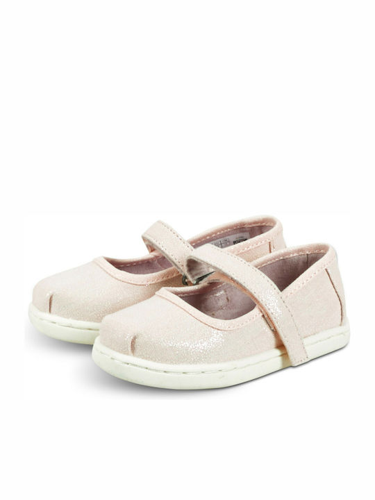 Balerini copii cu închidere Hoop & Loop Material textil Roz Mary Jane Iridescent