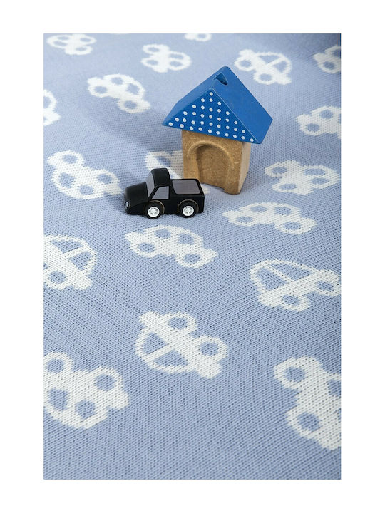 Nima Blanket Cot Mobile Knitted Blue 110x140cm
