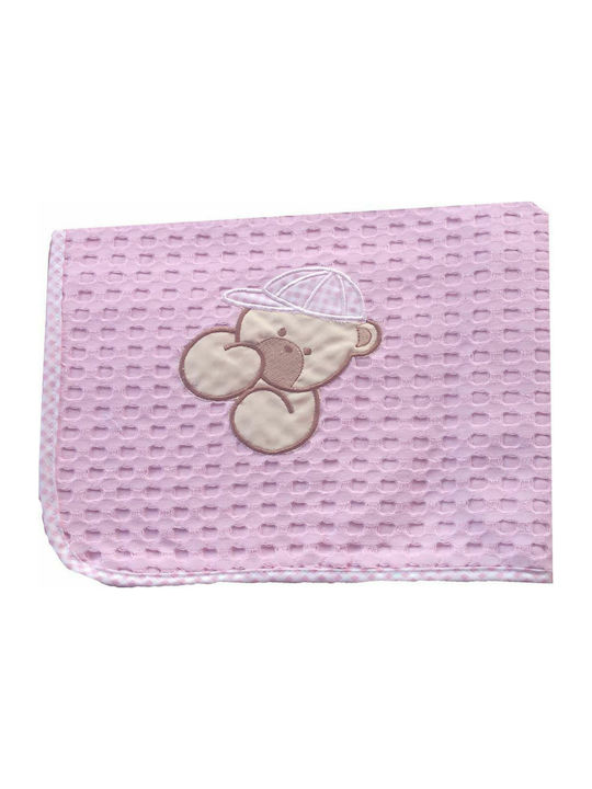Dimcol Blanket Nursery Swaddling Blankets Bear 103 Waffle Lilac 80x110cm