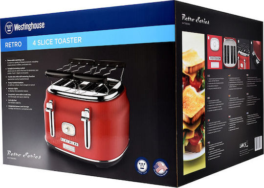 Westinghouse Toaster 4 Slots 1750W Red