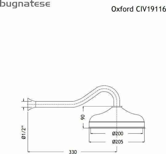 Bugnatese Oxford Rund Duschkopf 20cm