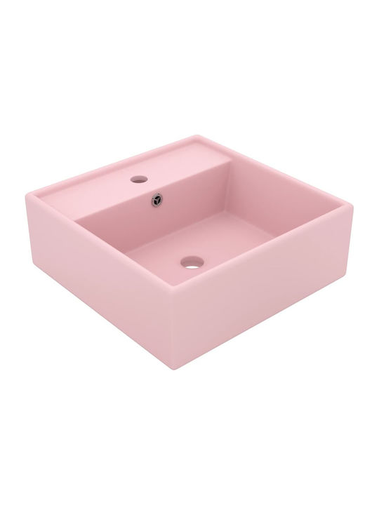 vidaXL Countertop Sink Ceramic 41x41x15cm Pink