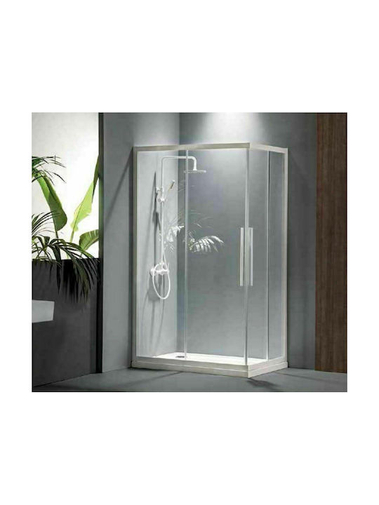 Devon Flow Corner Entry Καμπίνα Ντουζιέρας με Συρόμενη Πόρτα 120x80x195cm Clean Glass White Matt