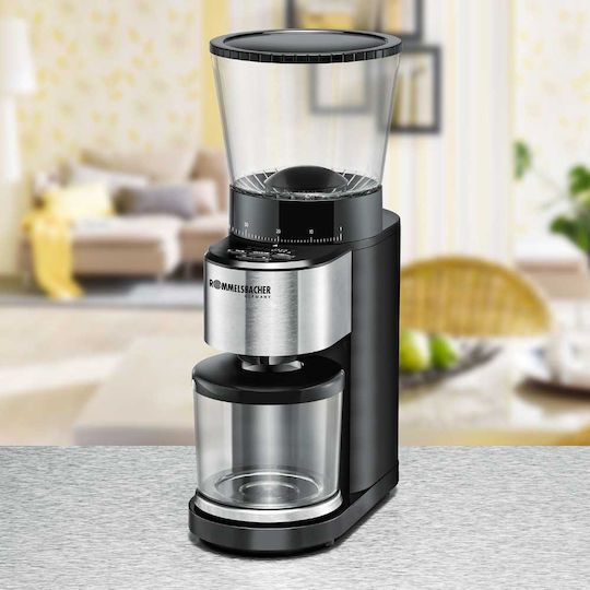 Rommelsbacher EKM 500 Râșniță electrică pentru cafea 160W cu capacitate de boabe 100gr și 12 niveluri de măcinare Negru